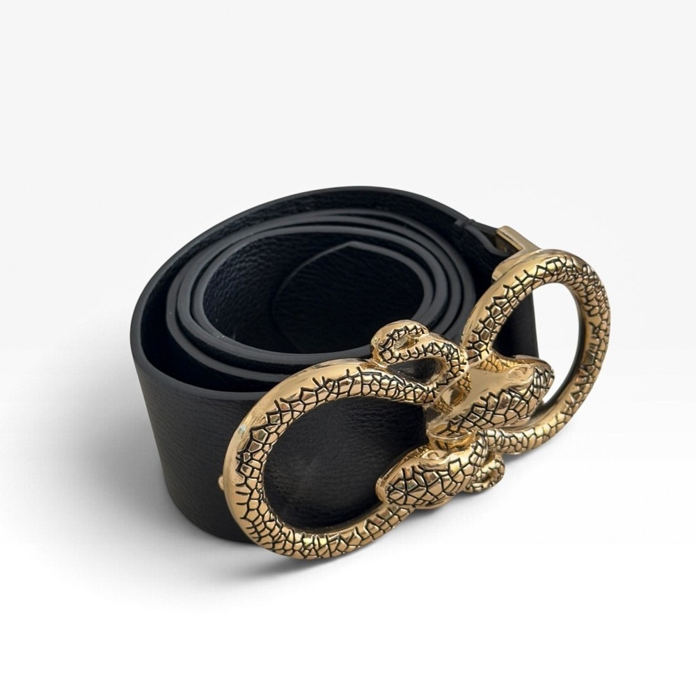 Y2K Express Gold Snake Buckle Belt Statement Dark Academia Edgy Grunge Small